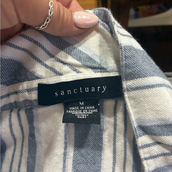 Sanctuary Women’s  Casual Blue and White Striped Shirt Size M - Picture 3 of 6